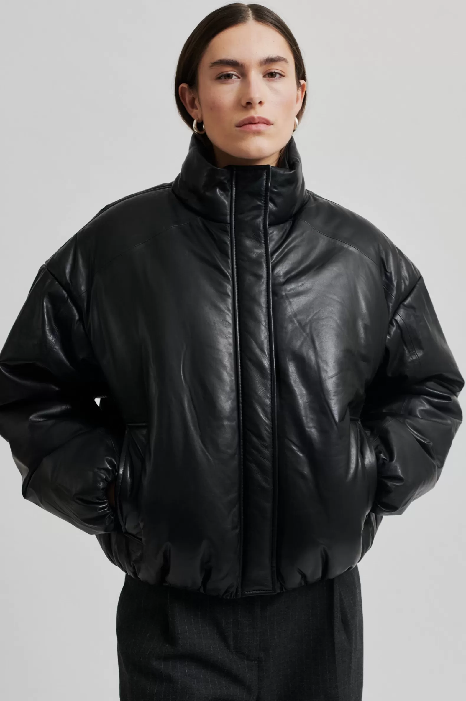 Second Female Harlow Leather Bomber Jacket- Coats And Jackets