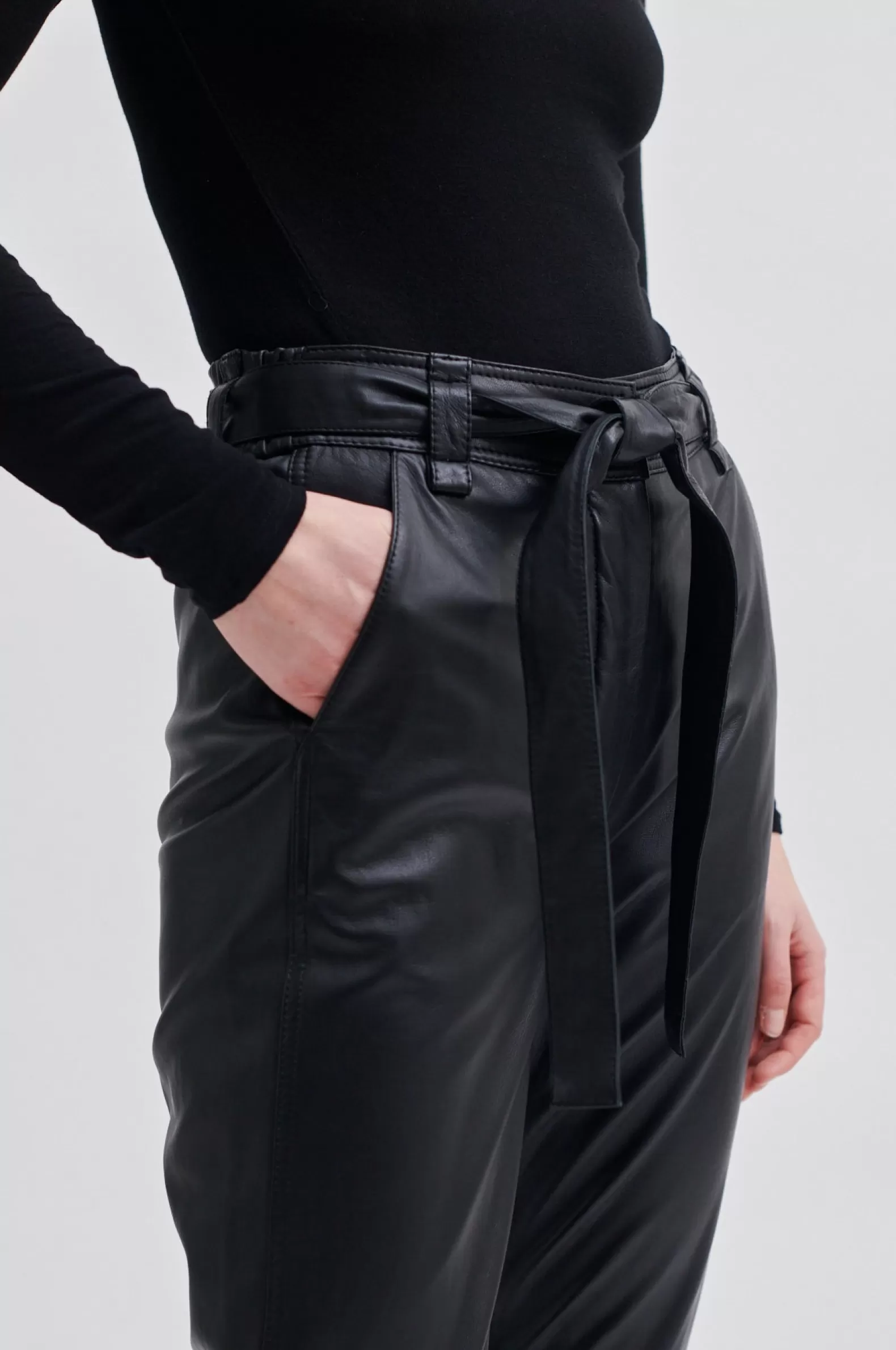 Second Female Indie Leather New Trousers- Trousers And Jeans